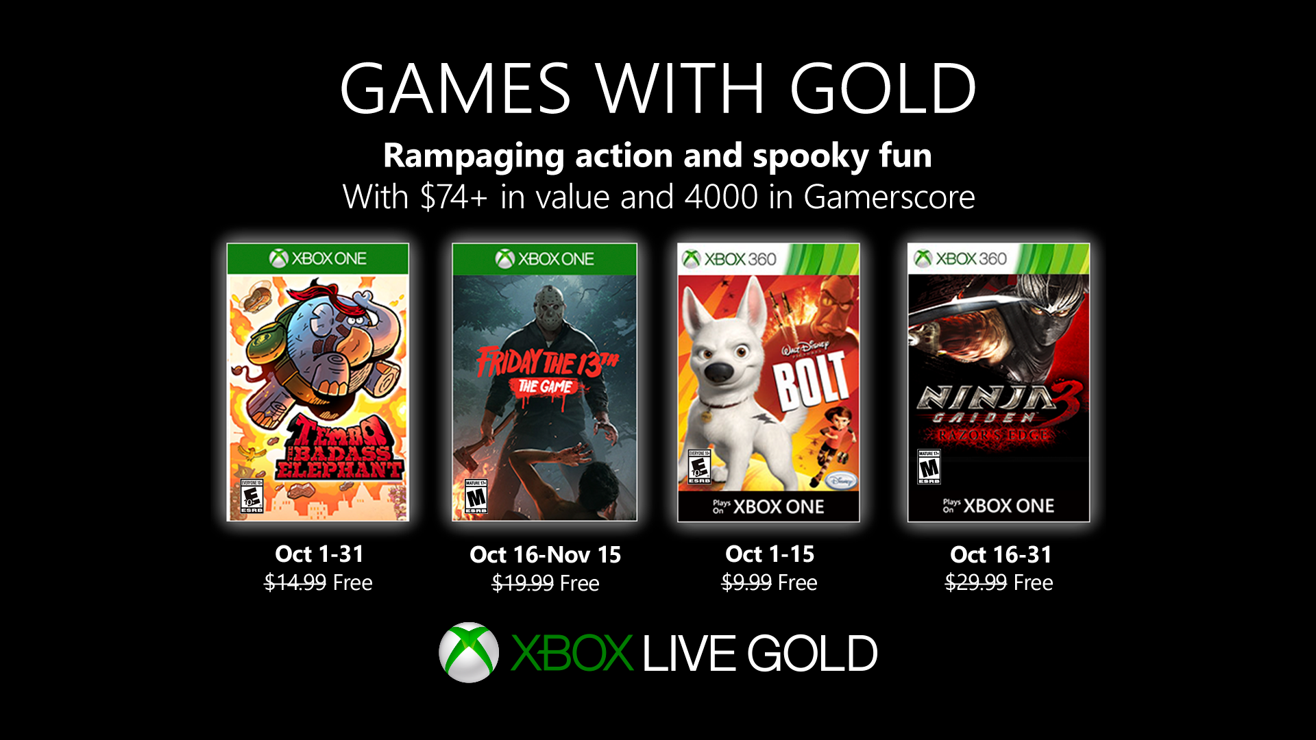 Xbox Games With Gold oktober 2019
