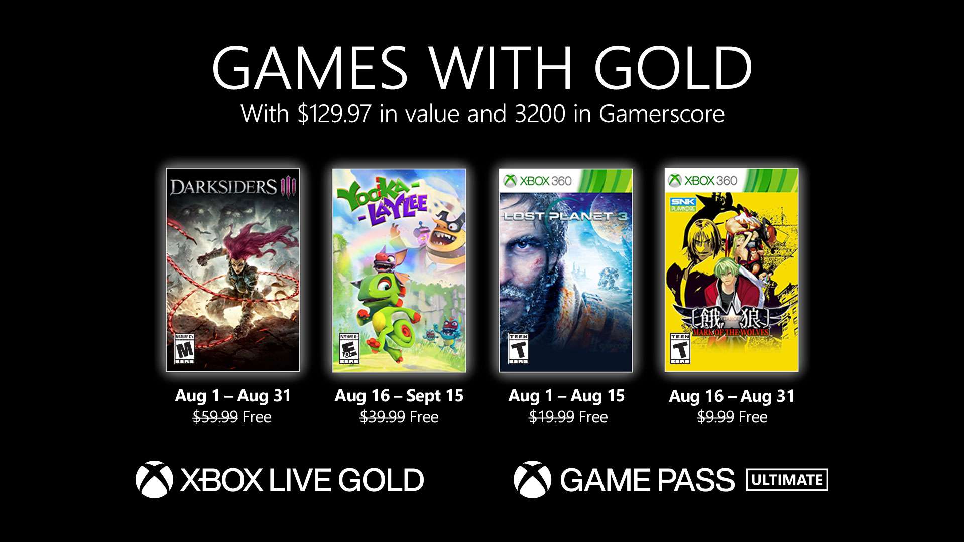 Xbox Gold august 2021
