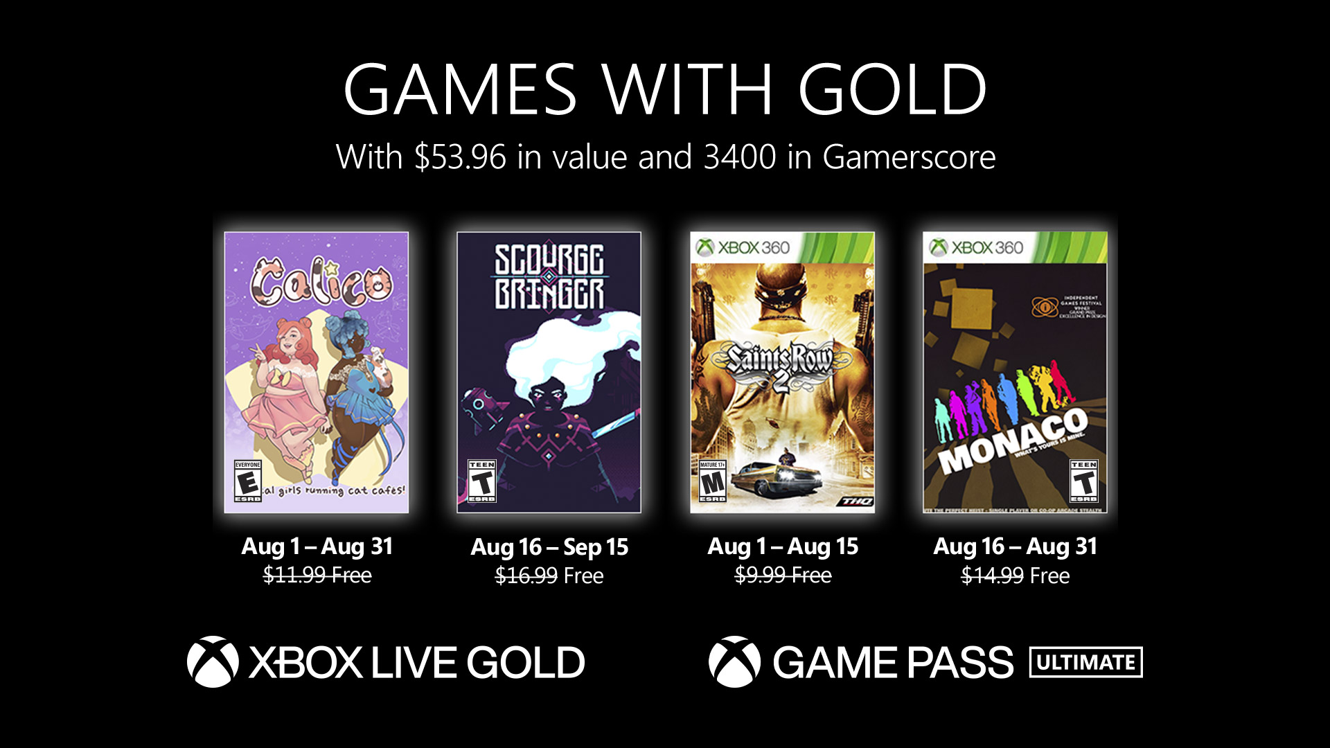 Xbox Gold August 2022